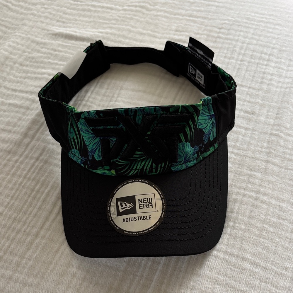 PXG Black Visor with Green Leaf Design.  Adjustable Velcro.